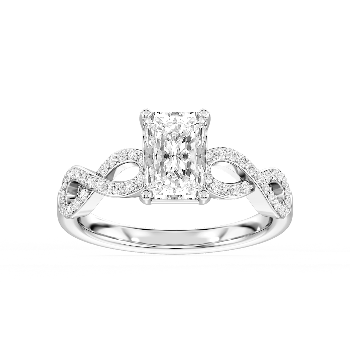 Ayla 1 ¾ ctw Radiant Lab Grown Diamond Infinity Side Stone Engagement Ring
