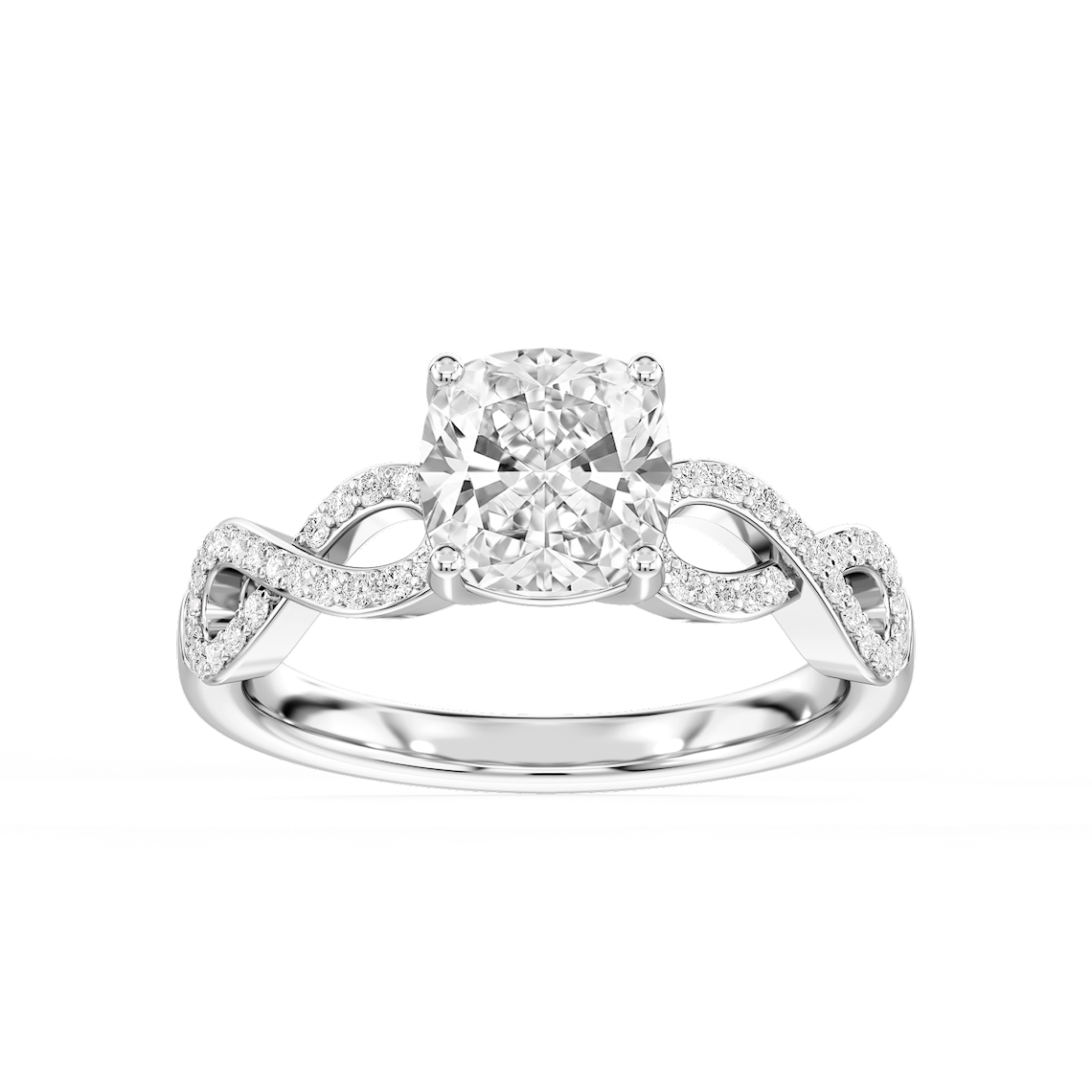 Ayla 2 ⅕ ctw Cushion Lab Grown Diamond Infinity Side Stone Engagement Ring