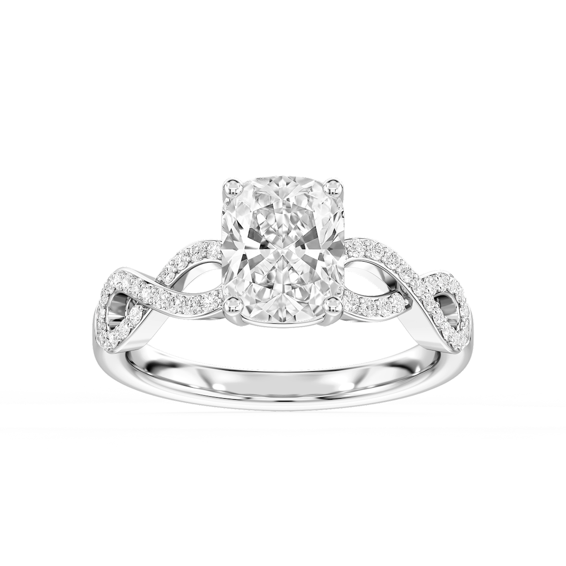 Ayla 2 ⅕ ctw Elongated Cushion Lab Grown Diamond Infinity Side Stone Engagement Ring
