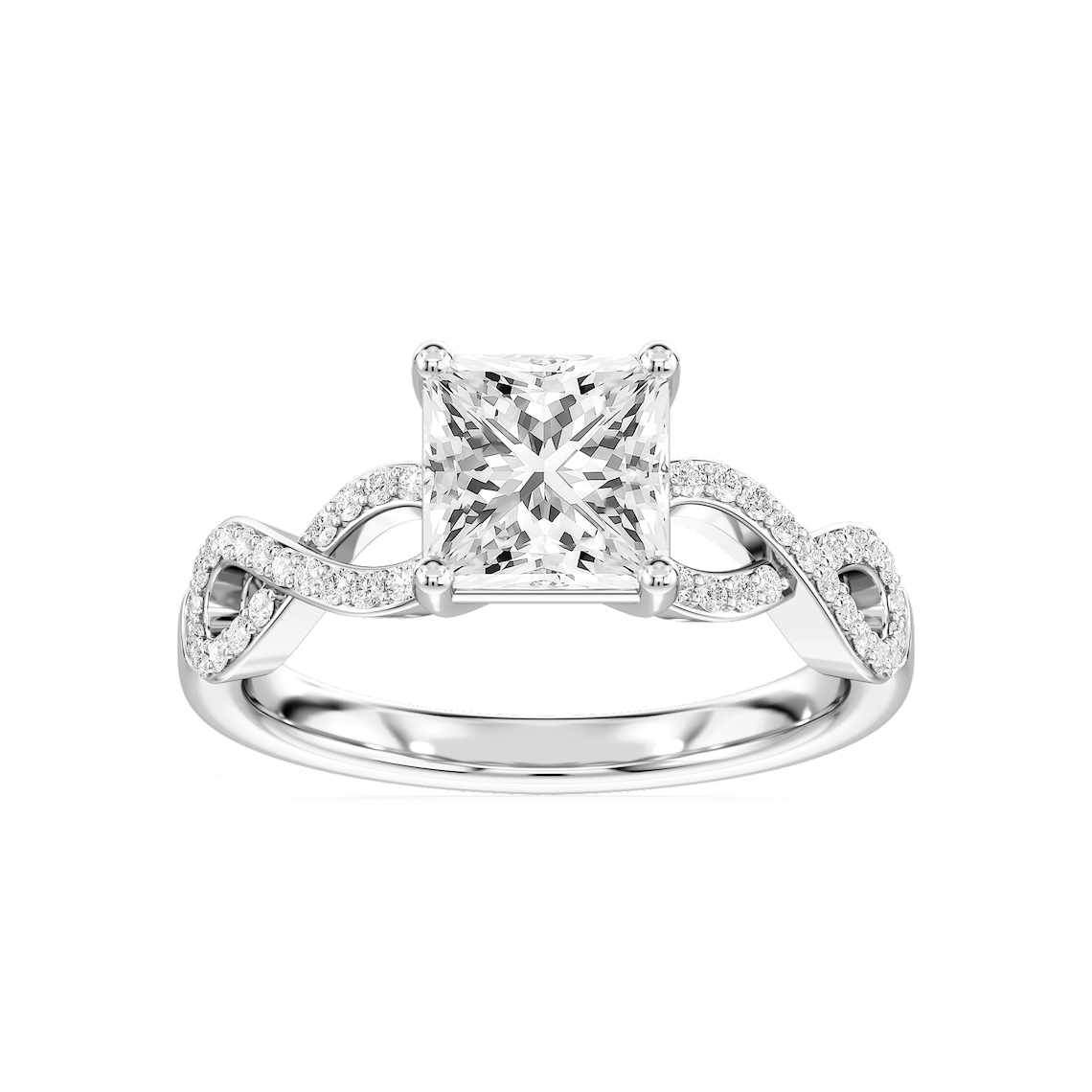 Ayla 2 ⅕ ctw Princess Lab Grown Diamond Infinity Side Stone Engagement Ring