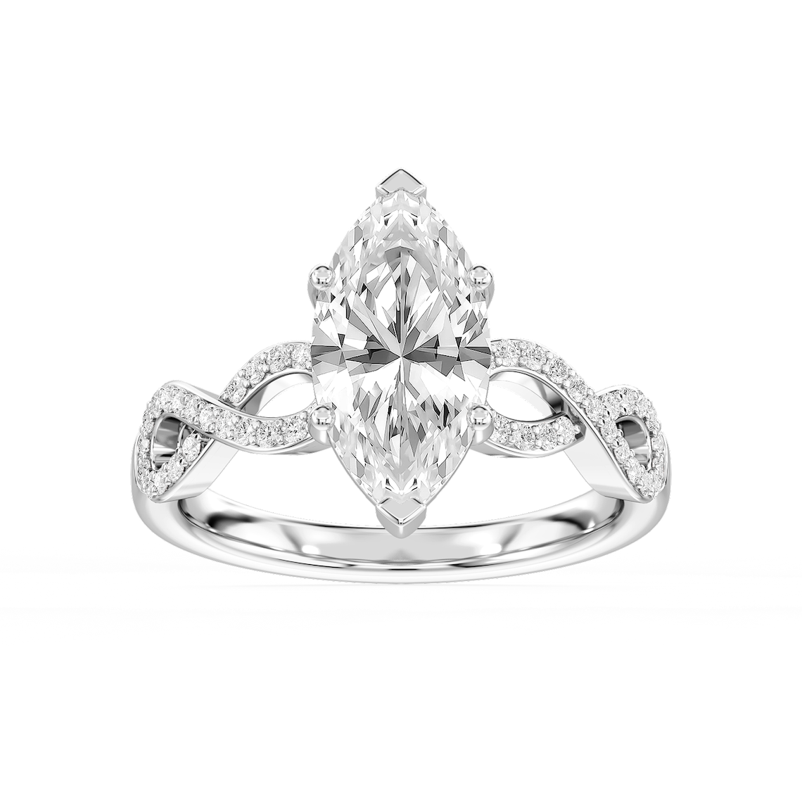 Ayla 2 ¾ ctw Marquise Lab Grown Diamond Infinity Side Stone Engagement Ring