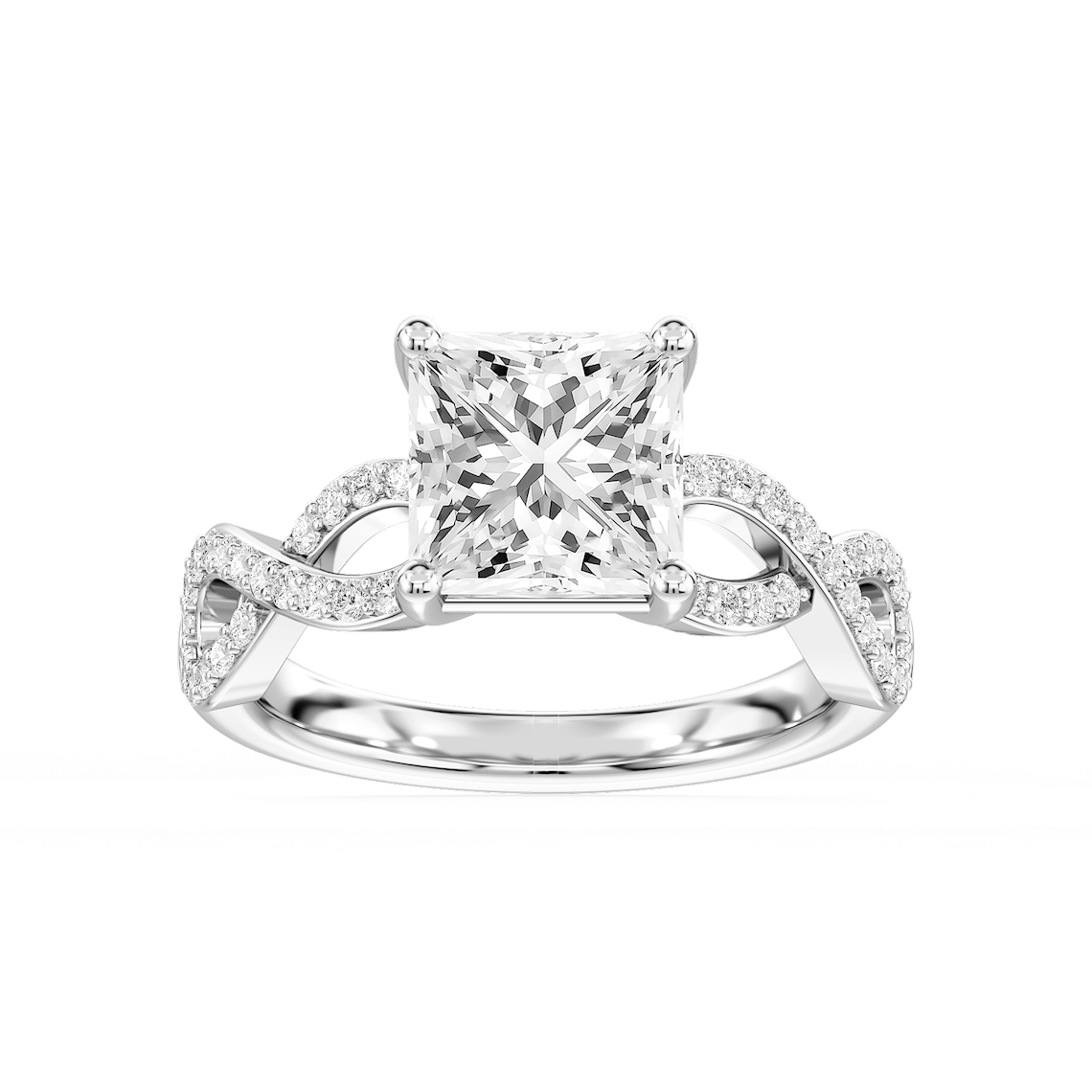 Ayla 3 ¼ ctw Princess Lab Grown Diamond Infinity Side Stone Engagement Ring