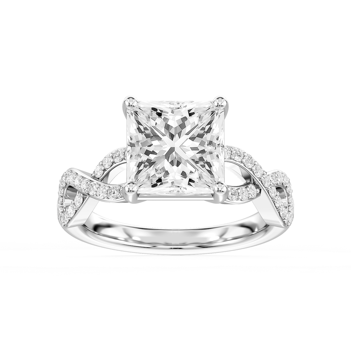 Ayla 4 ¼ ctw Princess Lab Grown Diamond Infinity Side Stone Engagement Ring