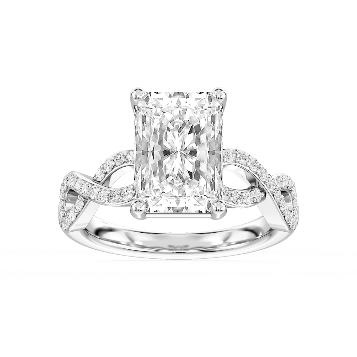 Ayla 4 ¼ ctw Radiant Lab Grown Diamond Infinity Side Stone Engagement Ring