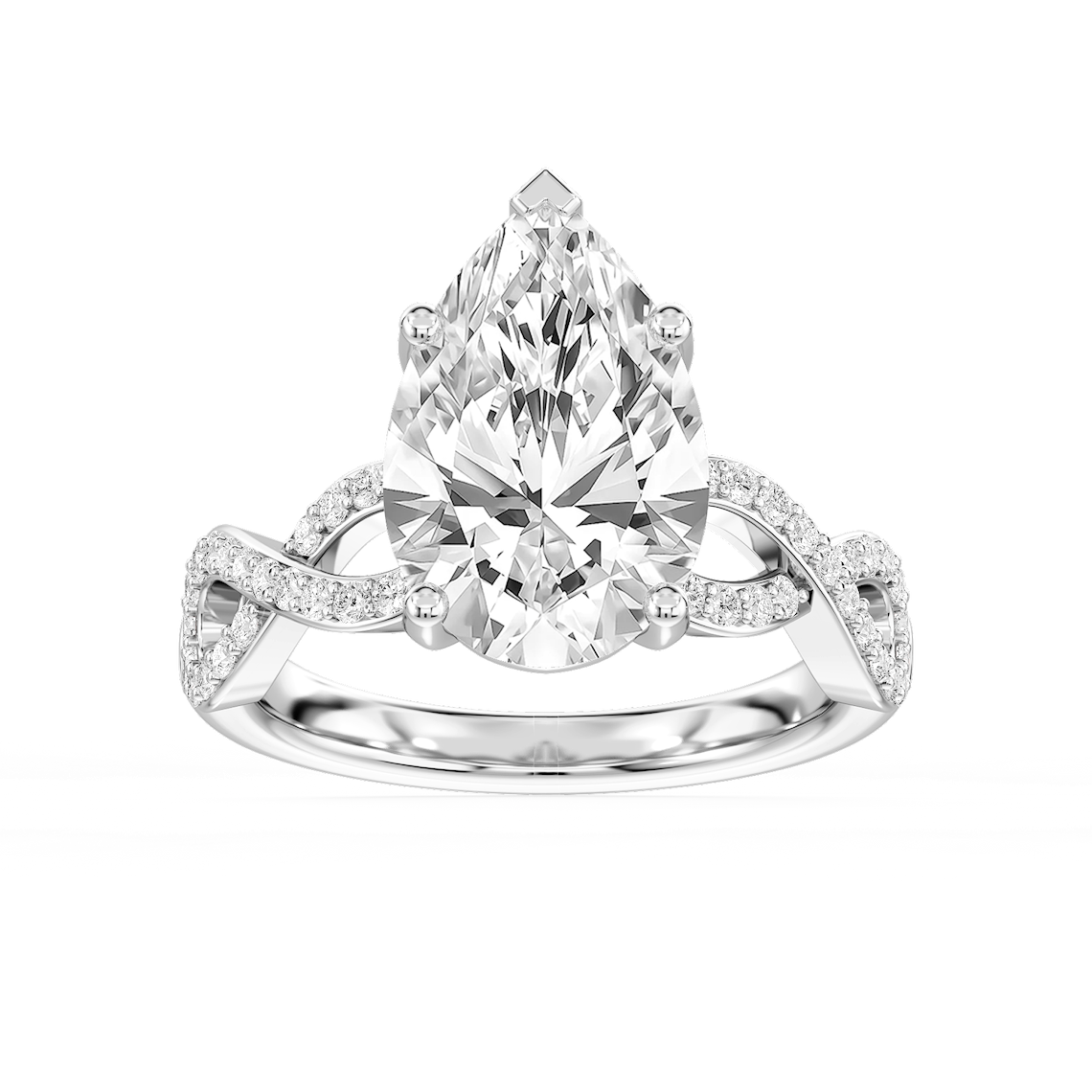 Ayla 5 ¼ ctw Pear Lab Grown Diamond Infinity Side Stone Engagement Ring