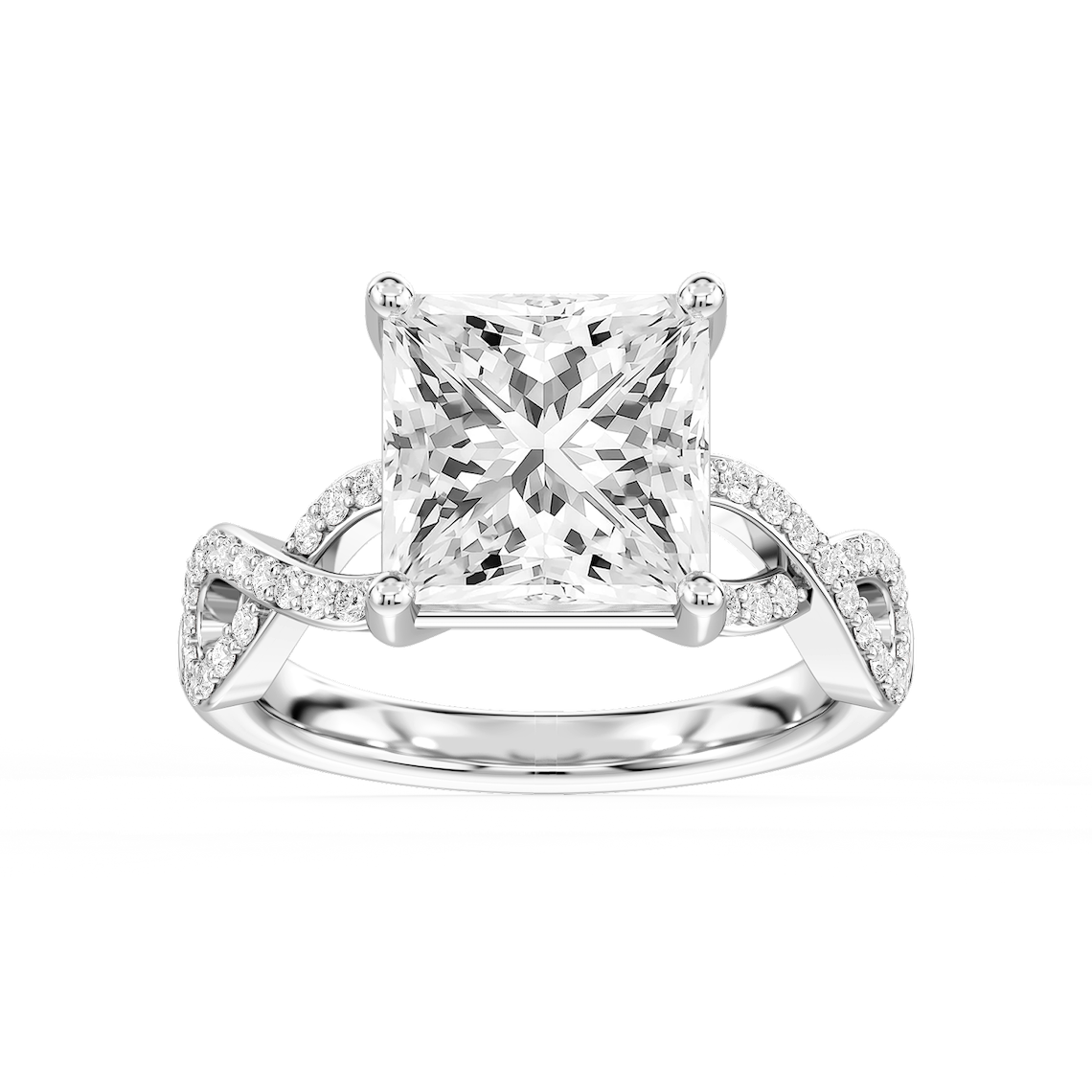 Ayla 5 ¼ ctw Princess Lab Grown Diamond Infinity Side Stone Engagement Ring