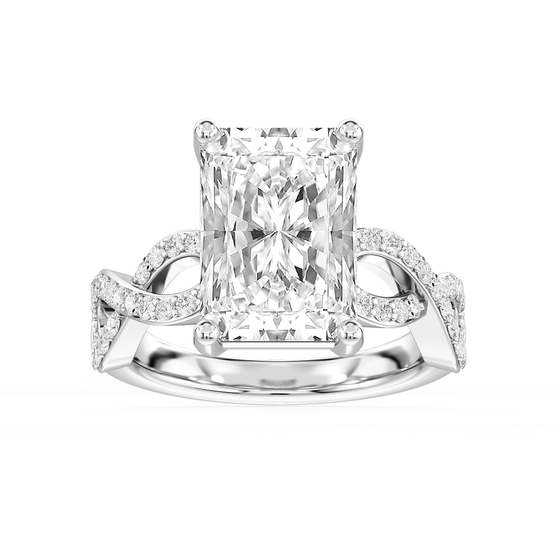 Ayla 6 ⅓ ctw Radiant Lab Grown Diamond Infinity Side Stone Engagement Ring