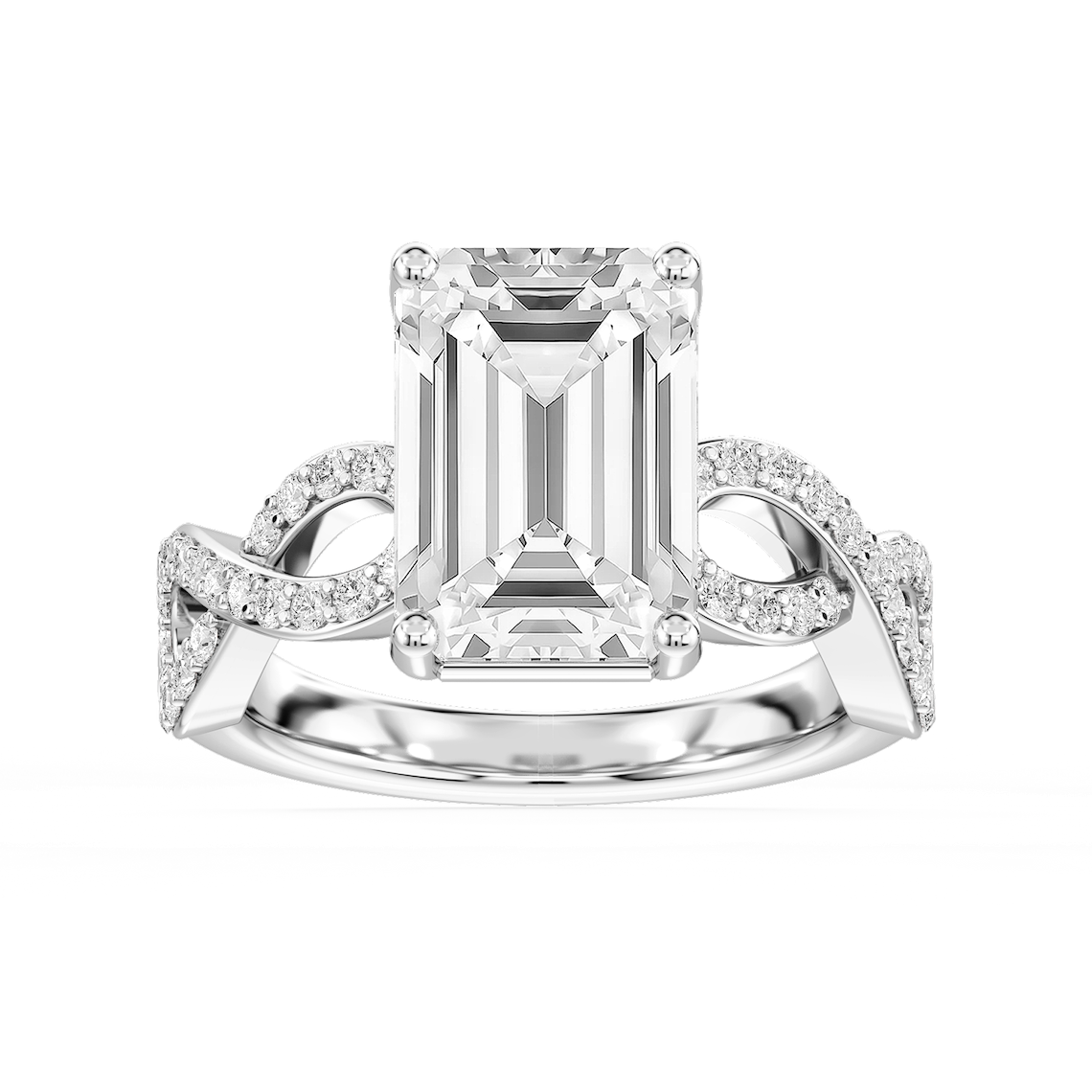 Ayla 7 ⅓ ctw Emerald Lab Grown Diamond Infinity Side Stone Engagement Ring