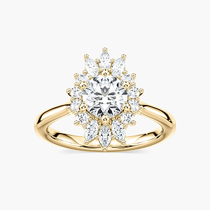 Everly Round Lab Grown Diamond Sunburst Halo Engagement Ring