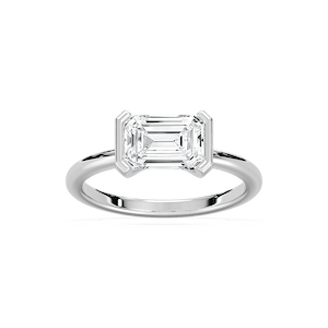 Azure 2 ctw Emerald Lab Grown Diamond East West Semi Bezel Solitaire Engagement Ring