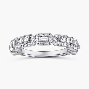 Vanessa 1/2 ctw Baguette and Round Lab Grown Diamond East West Halo Wedding Band