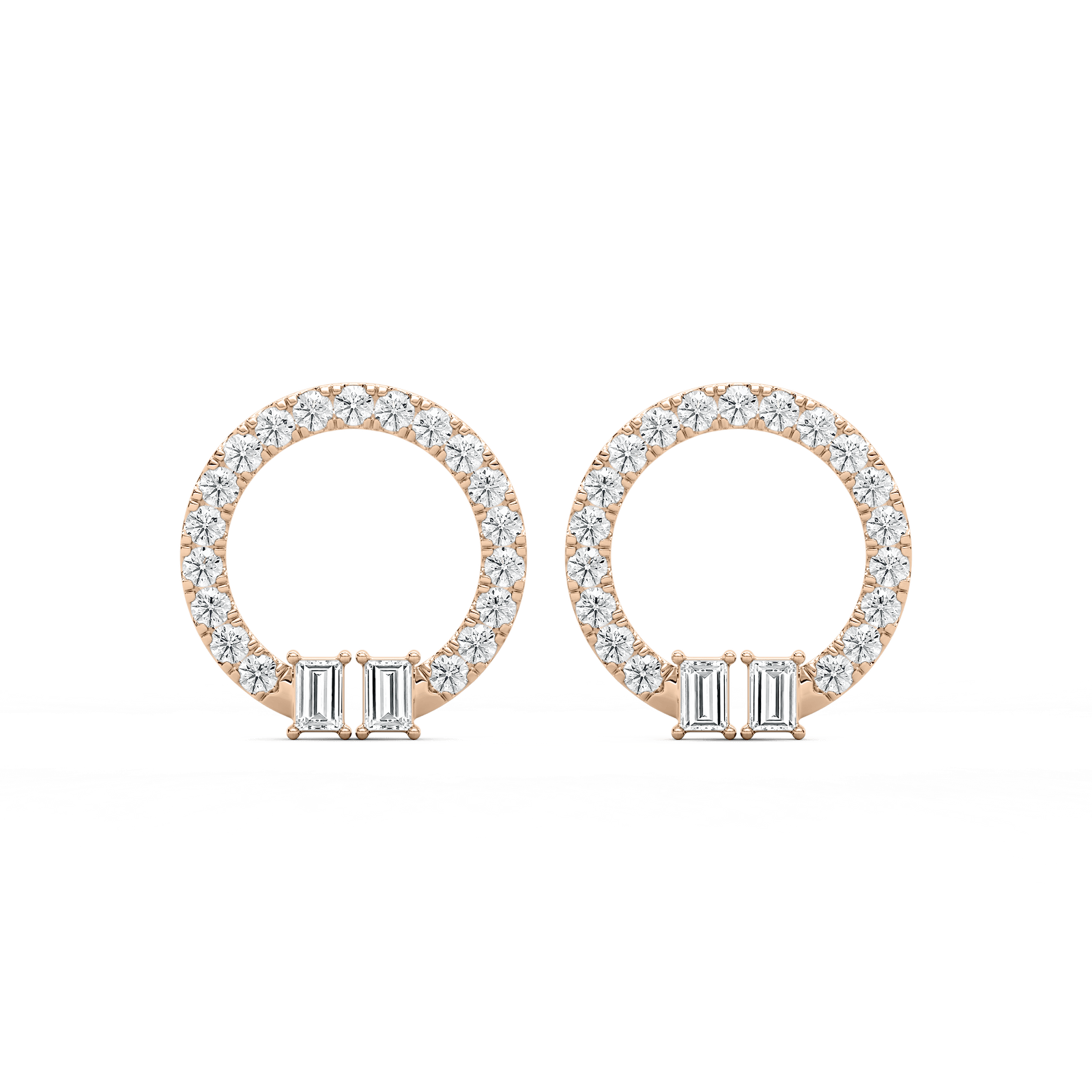 1 ⁵/₈ ctw Baguette and Round Lab Grown Diamond Circle Earrings