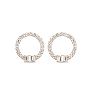 1 ⁵/₈ ctw Baguette and Round Lab Grown Diamond Circle Earrings