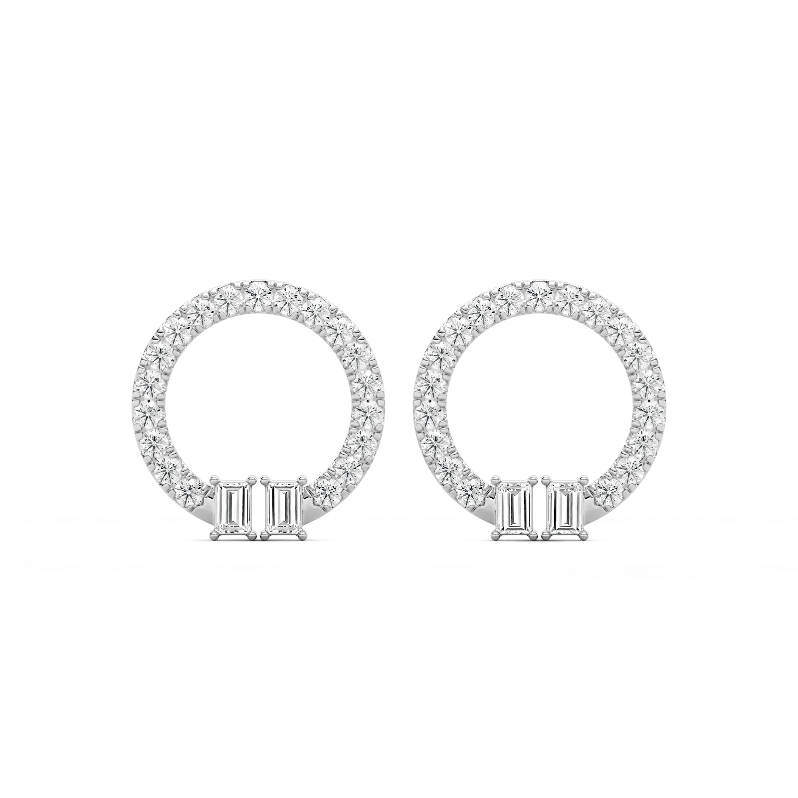 1 ⁵/₈ ctw Baguette and Round Lab Grown Diamond Circle Earrings