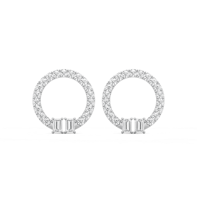 1 ⁵/₈ ctw Baguette and Round Lab Grown Diamond Circle Earrings