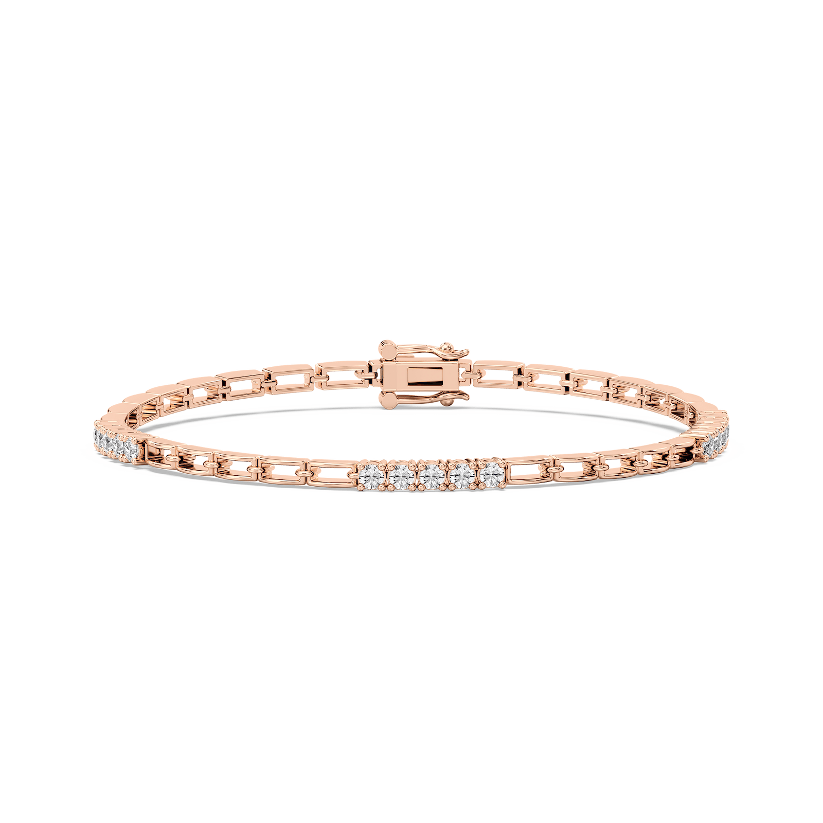 1 ctw Round Lab Grown Diamond Bar Link Bracelet  - 7 Inches