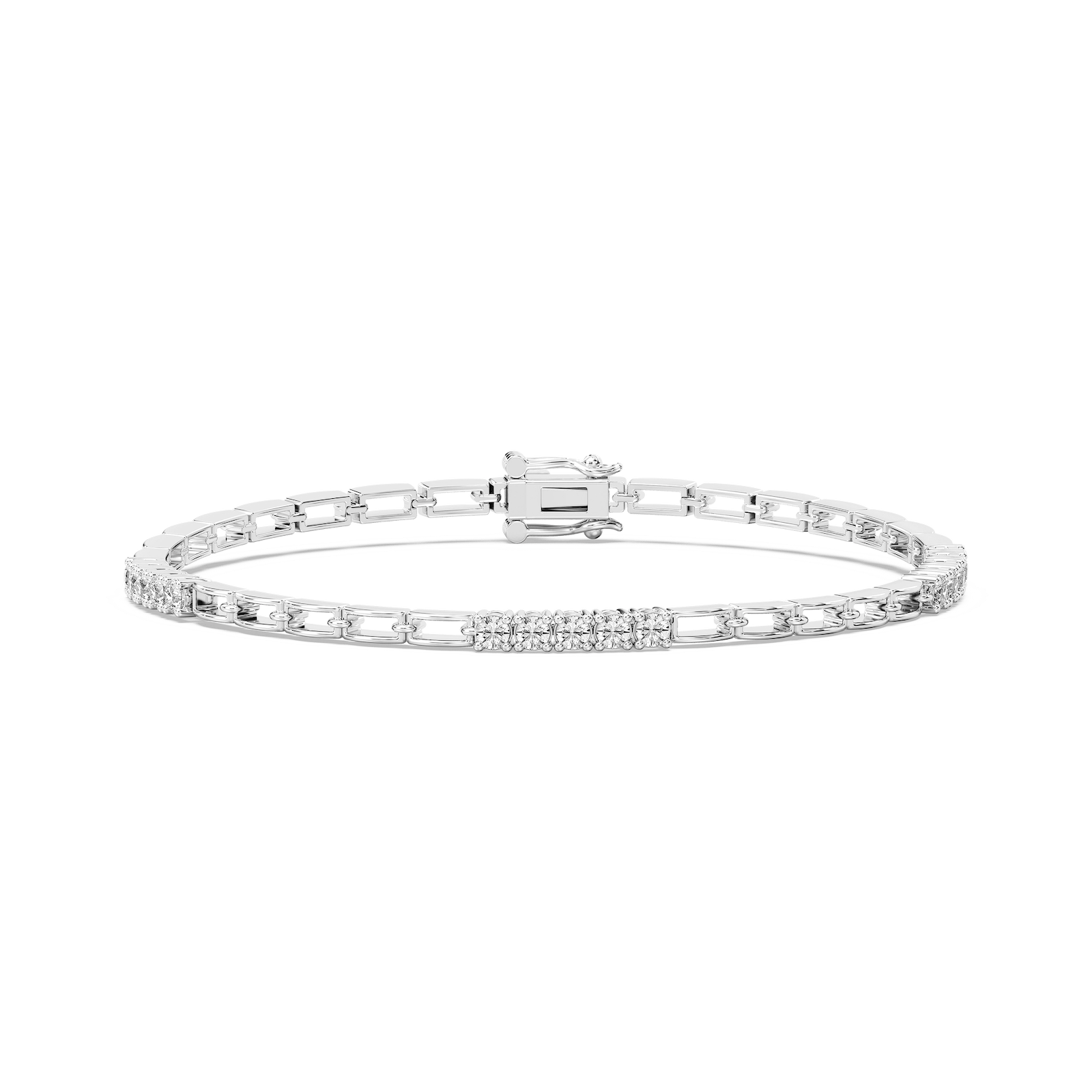 1 ctw Round Lab Grown Diamond Bar Link Bracelet  - 7 Inches