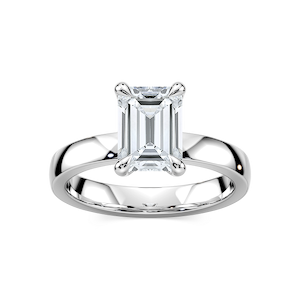Maya Emerald Lab Grown Diamond 3mm Cigar Band Solitaire Engagement Ring