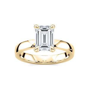 Maya Emerald Lab Grown Diamond 3mm Cigar Band Solitaire Engagement Ring