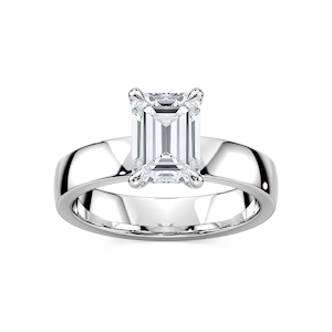 Maya Emerald Lab Grown Diamond 4mm Cigar Band Solitaire Engagement Ring