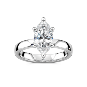 Maya Marquise Lab Grown Diamond 3mm Cigar Band Solitaire Engagement Ring