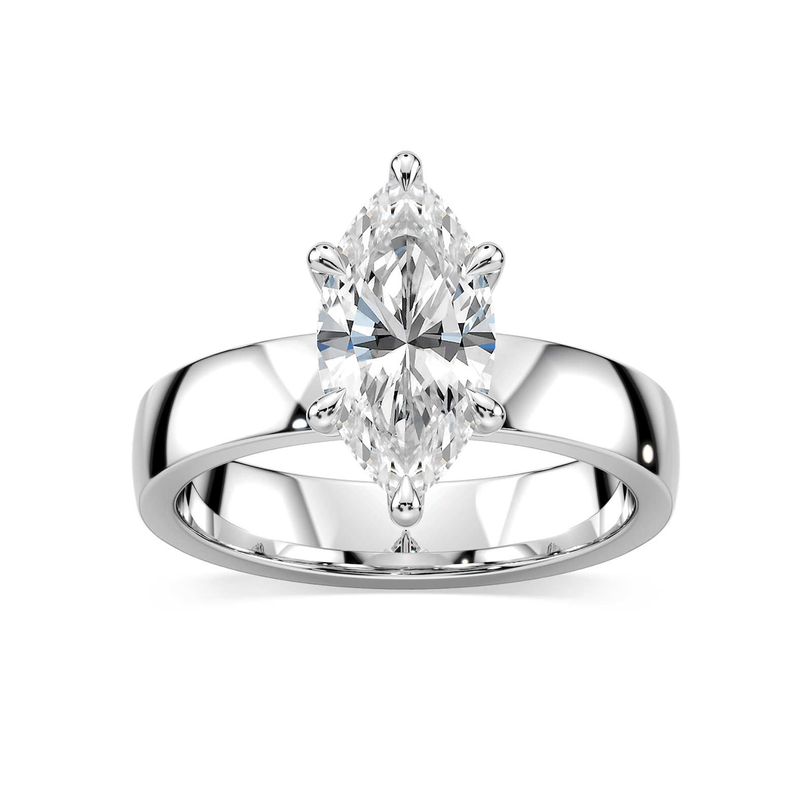 Maya Marquise Lab Grown Diamond 4mm Cigar Band Solitaire Engagement Ring