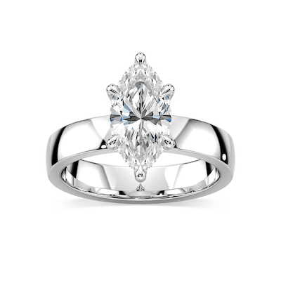 Maya Marquise Lab Grown Diamond 4mm Cigar Band Solitaire Engagement Ring