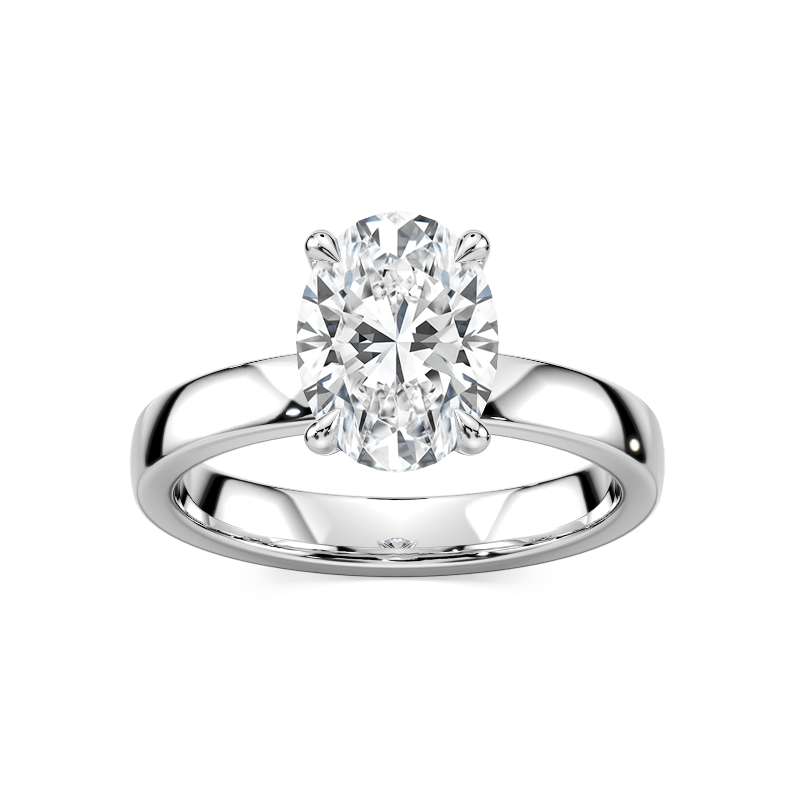 Maya Oval Lab Grown Diamond 3mm Cigar Band Solitaire Engagement Ring
