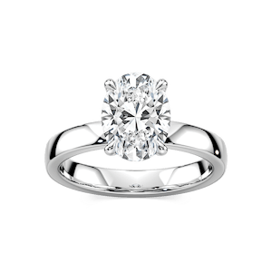 Maya Oval Lab Grown Diamond 3mm Cigar Band Solitaire Engagement Ring