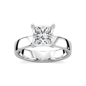Maya Princess Lab Grown Diamond 4mm Cigar Band Solitaire Engagement Ring
