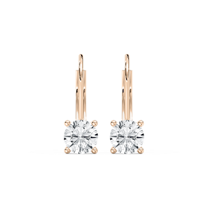 Round Lab Grown Diamond Leverback Basket Drop Earrings