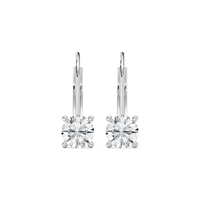 Round Lab Grown Diamond Leverback Basket Drop Earrings