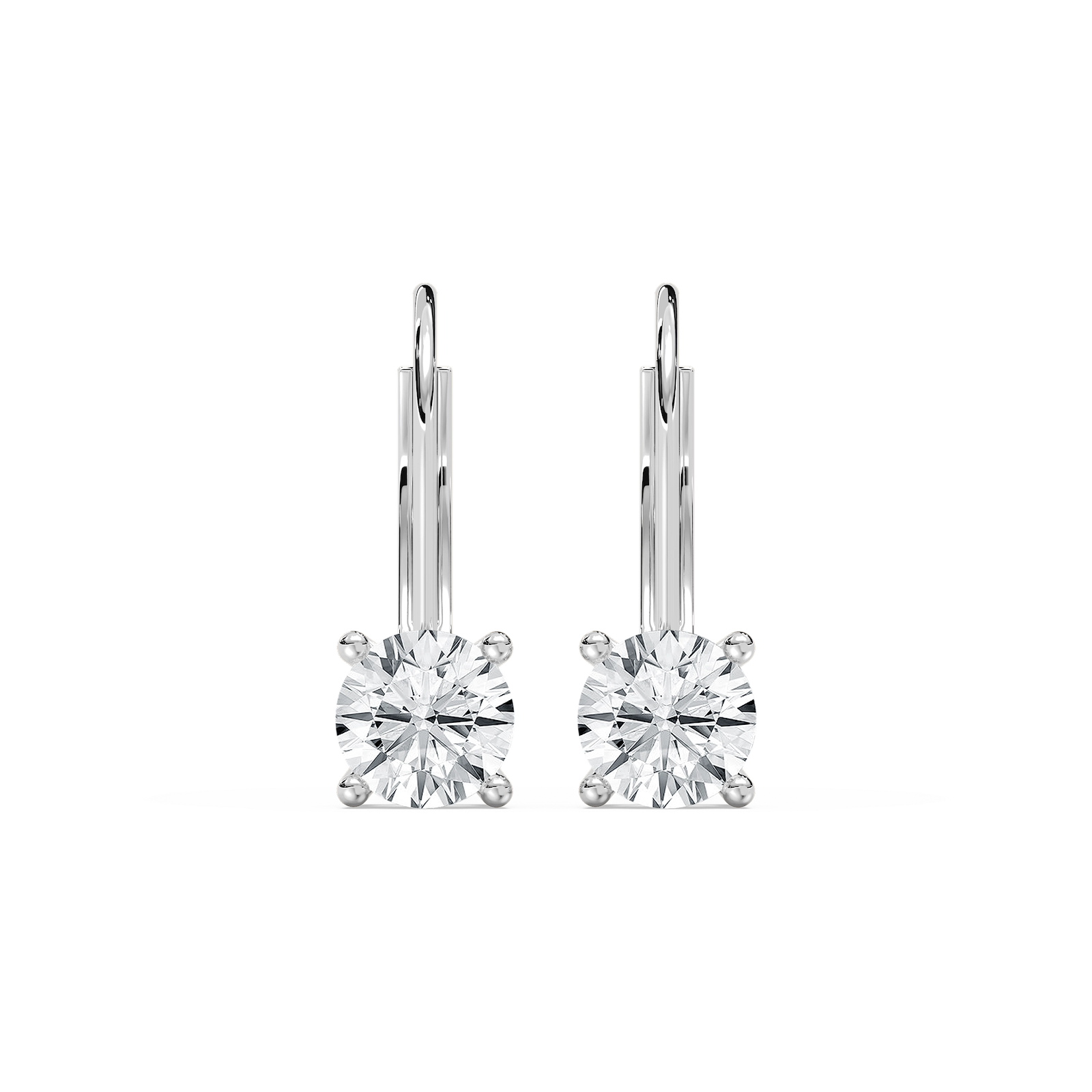 Round Lab Grown Diamond Leverback Basket Drop Earrings