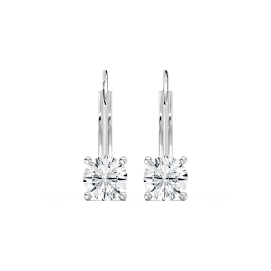 Round Lab Grown Diamond Leverback Basket Drop Earrings