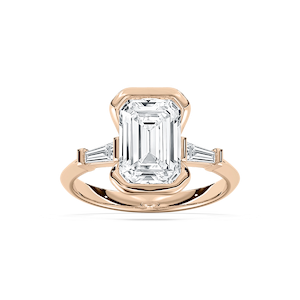 Beatrice 2 ¹⁄₂ ctw Emerald Lab Grown Diamond Open Bezel Three Stone Engagement Ring