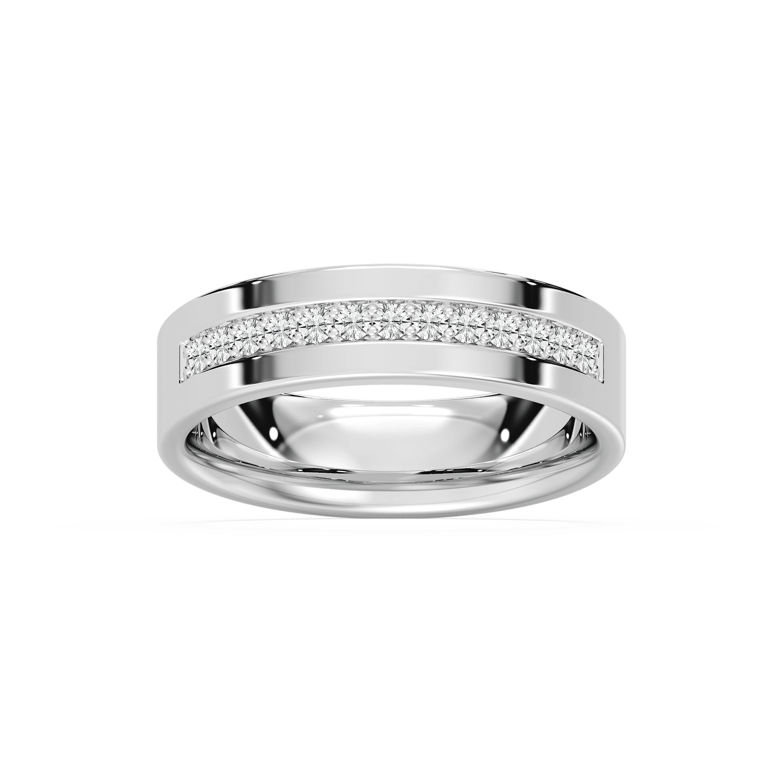 Beau Flat Edge Channel Wider Band in Rose Gold