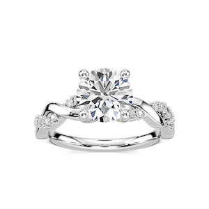Sadie Round Lab Grown Diamond Twist Side Stone Engagement Ring