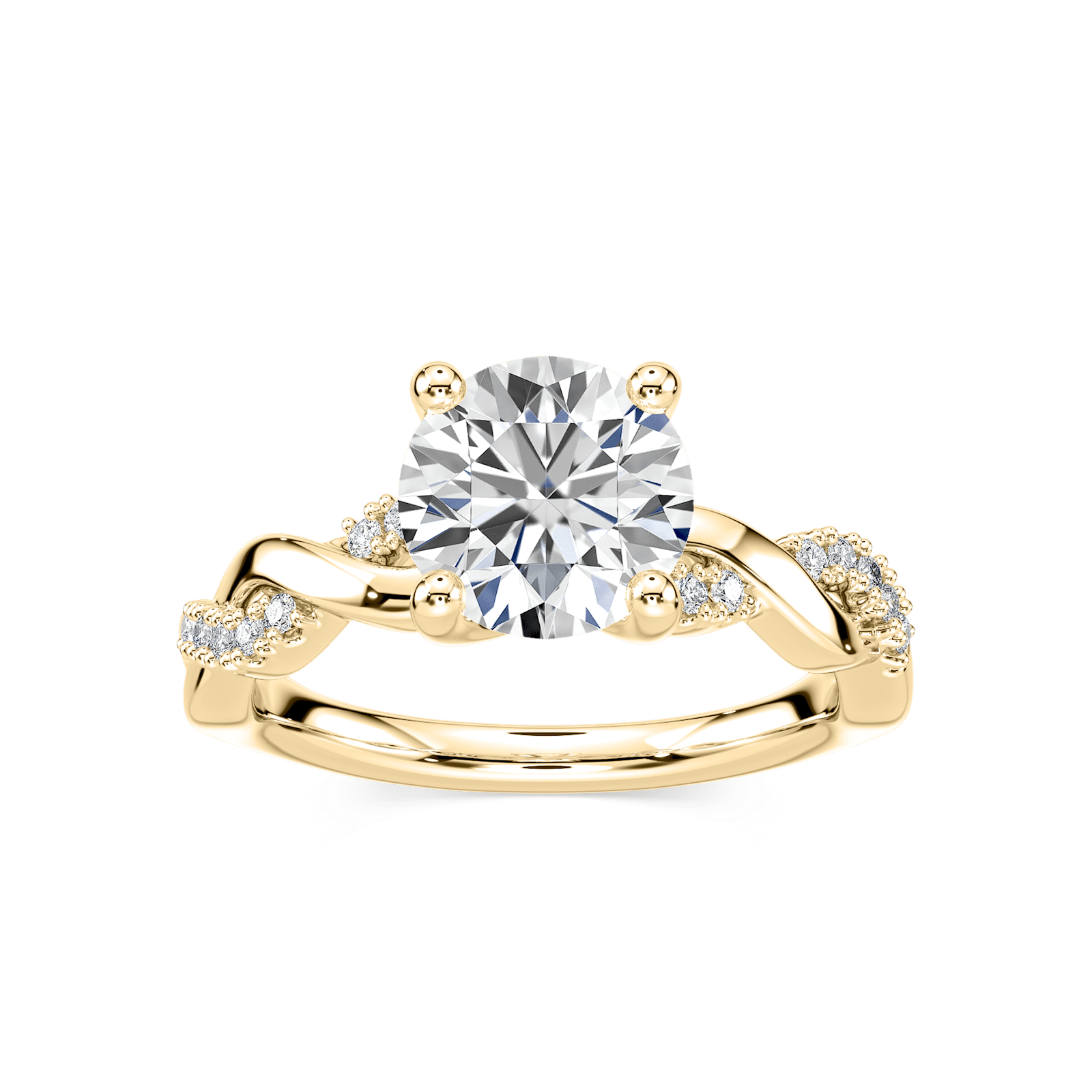 Beloved Engagement Ring with 1.00ctw Round Cut Lab-Grown Diamond in 14K Yellow Gold