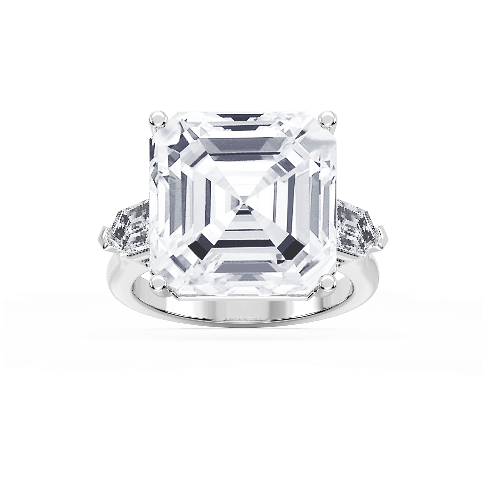 Beth 21 ⅕ ctw Asscher Lab Grown Diamond Three Stone Engagement Ring - Signature Collection