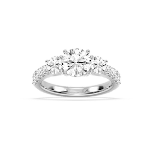 Betty 2 ½ ctw Round Lab Grown Diamond Trellis Three Stone Engagement Ring