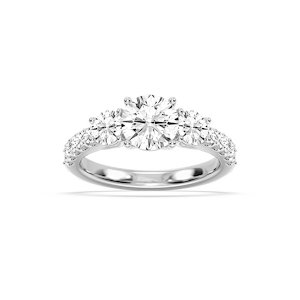 Betty 2 ½ ctw Round Lab Grown Diamond Trellis Three Stone Engagement Ring