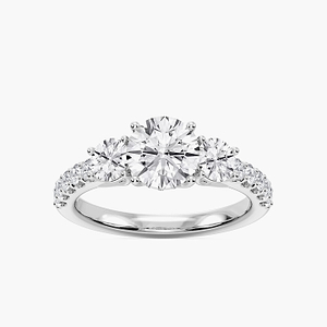 Betty 2 ½ ctw Round Lab Grown Diamond Trellis Three Stone Engagement Ring