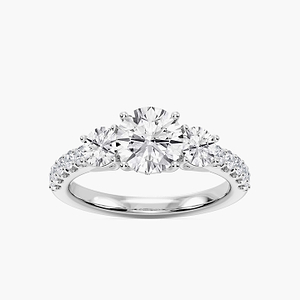 Betty 2 ½ ctw Round Lab Grown Diamond Trellis Three Stone Engagement Ring