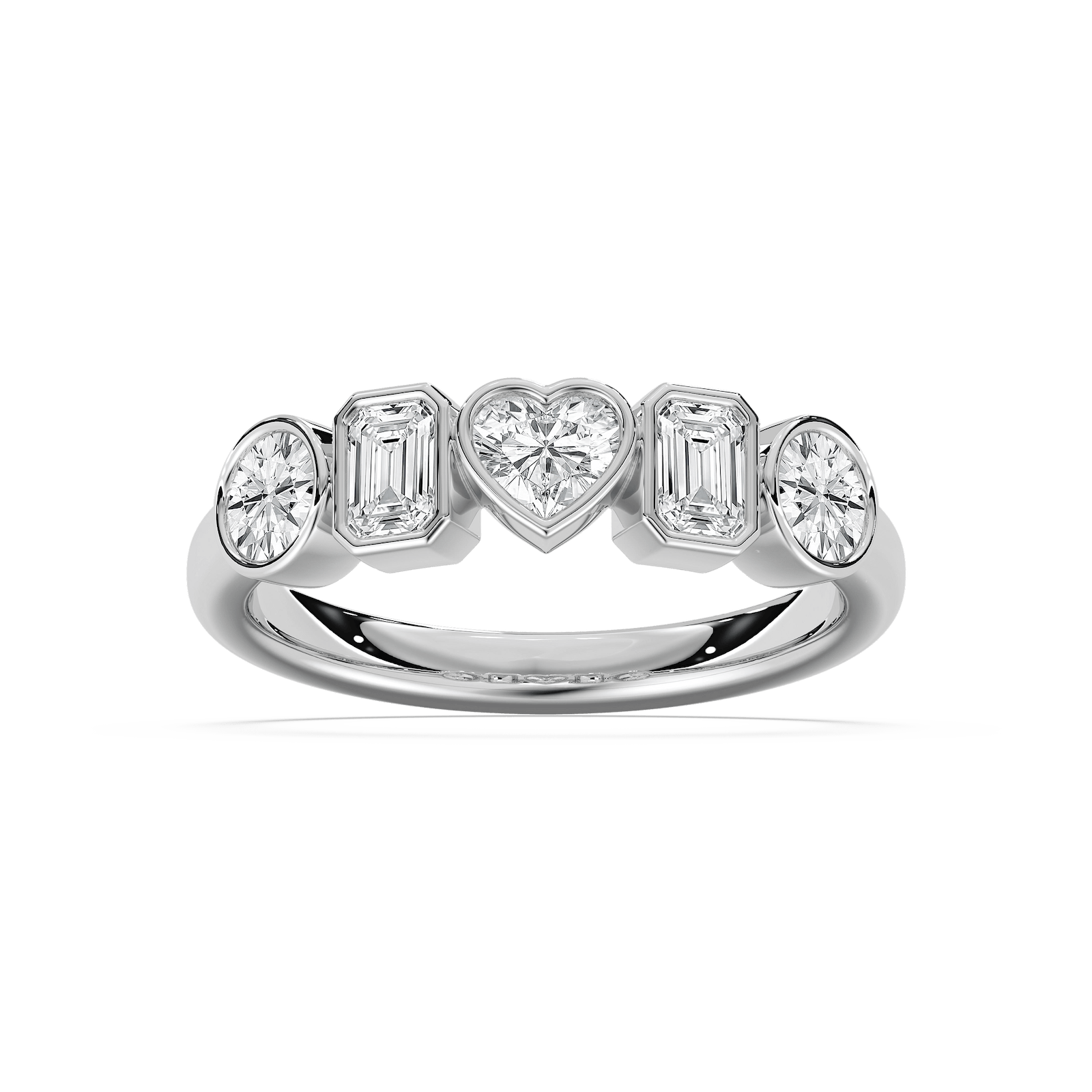 Bezel Mixed Shape 5 Stone Band in Rose Gold