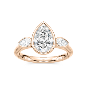 Nova 2 ½ ctw Pear Lab Grown Diamond Bezel Set Three Stone Engagement Ring