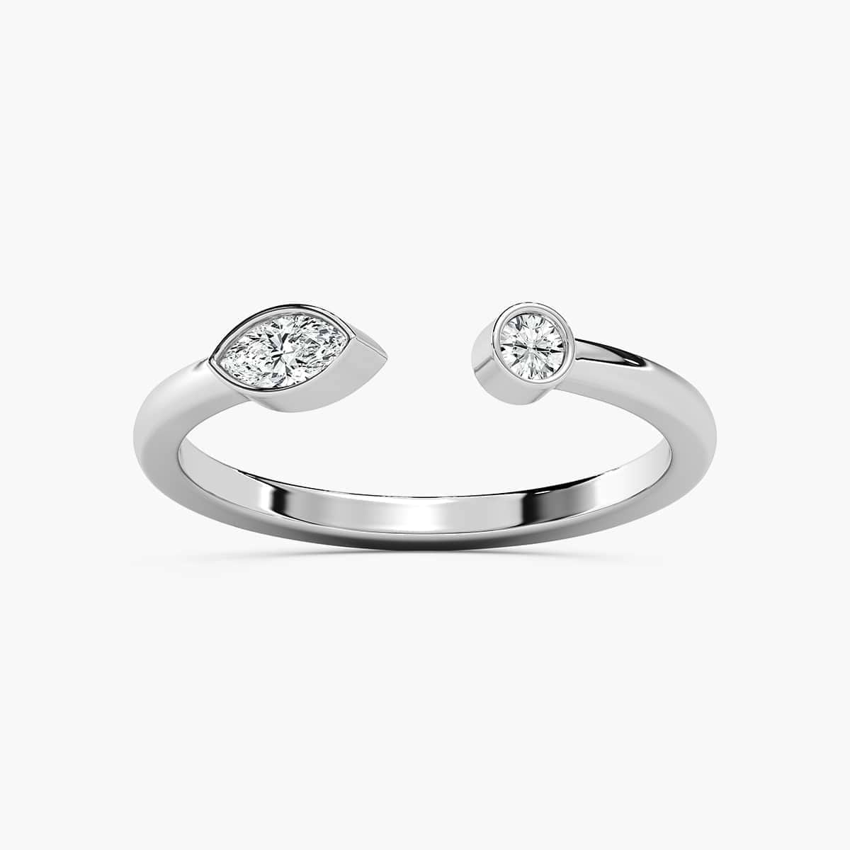 Amy 1/6 ctw Round And Marquise Lab Grown Diamond Bezel Open Toi et Moi Engagement Ring
