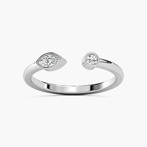 1/6 ctw Round And Marquise Lab Grown Diamond Bezel Open Ring