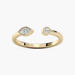 1/6 ctw Round And Marquise Lab Grown Diamond Bezel Open Ring