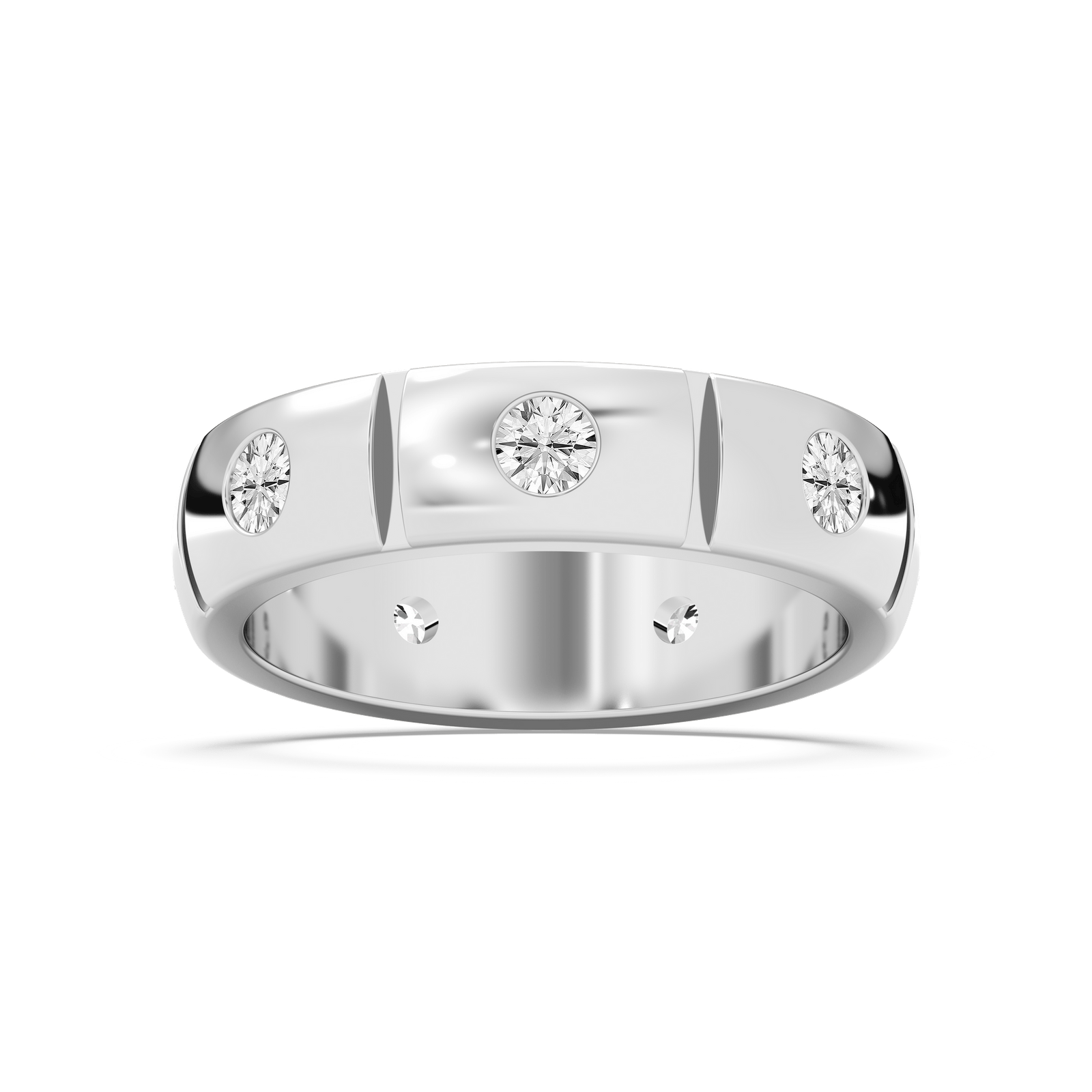 Ethan 1 ⅙ ctw Round Lab Grown Diamond 6.20mm Burnished Set Eternity Mens Wedding Band