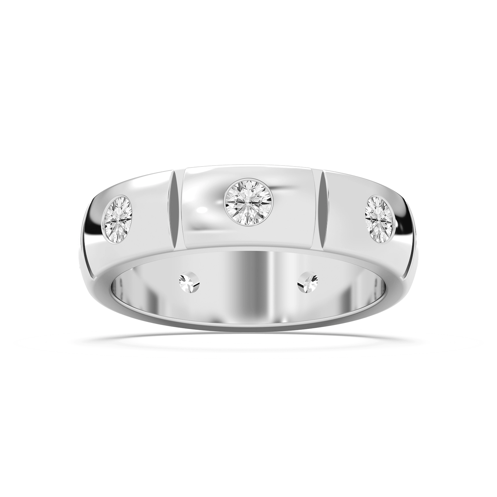 Ethan 1 ⅙ ctw Round Lab Grown Diamond 6.20mm Burnished Set Eternity Mens Wedding Band